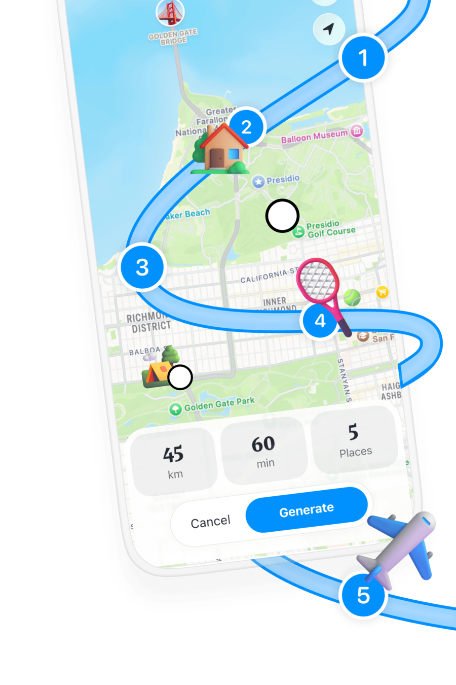 Placify route planning phone preview
